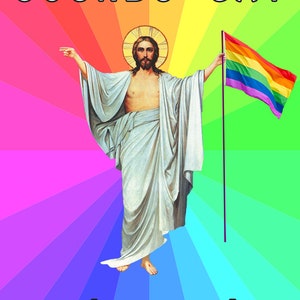 Gay Jesus Altered Art Sounds Gay, I'm In Jesus, The Mary Vintage Graffiti Portrait Funny Gallery Wall Wall Art LGBTQ image 4