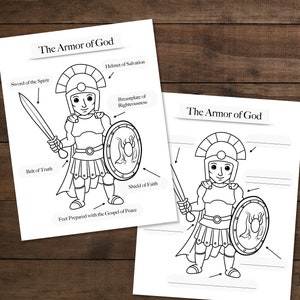 Kleurplaat Armor of God: werkblad zondagsschool (digitale download)