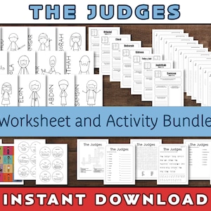 Judges in the Bible | Activity and Worksheet Bundle | Sunday School Craft | Old Testament | VBS Craft | Samson Gideon Deborah Ehud