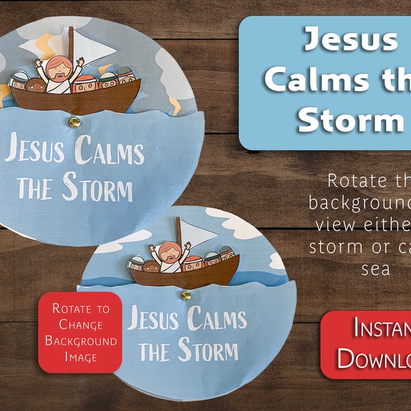 Jesus Calms the Storm | Miracles of Jesus | Background Changing Mobile Craft | Full Color | Sunday School Bible Class | VBS Craft