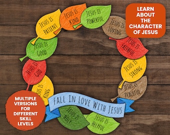 Fall in Love with Jesus Character Wreath Craft Fall Sunday School Craft for Kids Thanksgiving Sunday School Craft Church Crafts Elementary