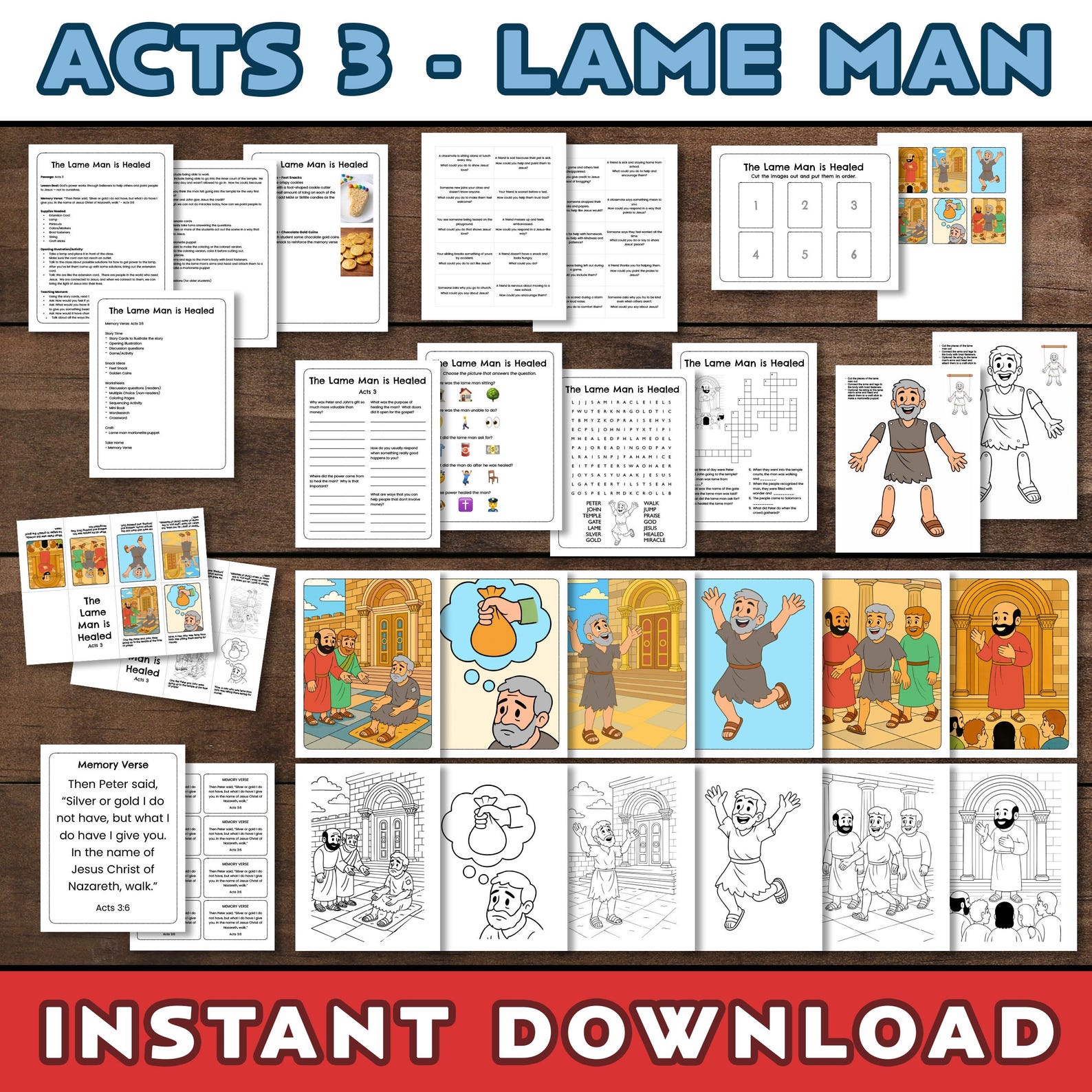 Acts 3 Bible Lesson Peter and John Heal the Lame Man Acts Apostles ...