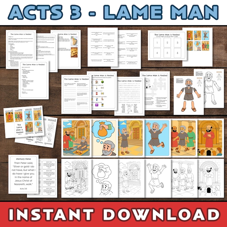 Acts 3 Bible Lesson Peter and John Heal the Lame Man Acts Apostles ...