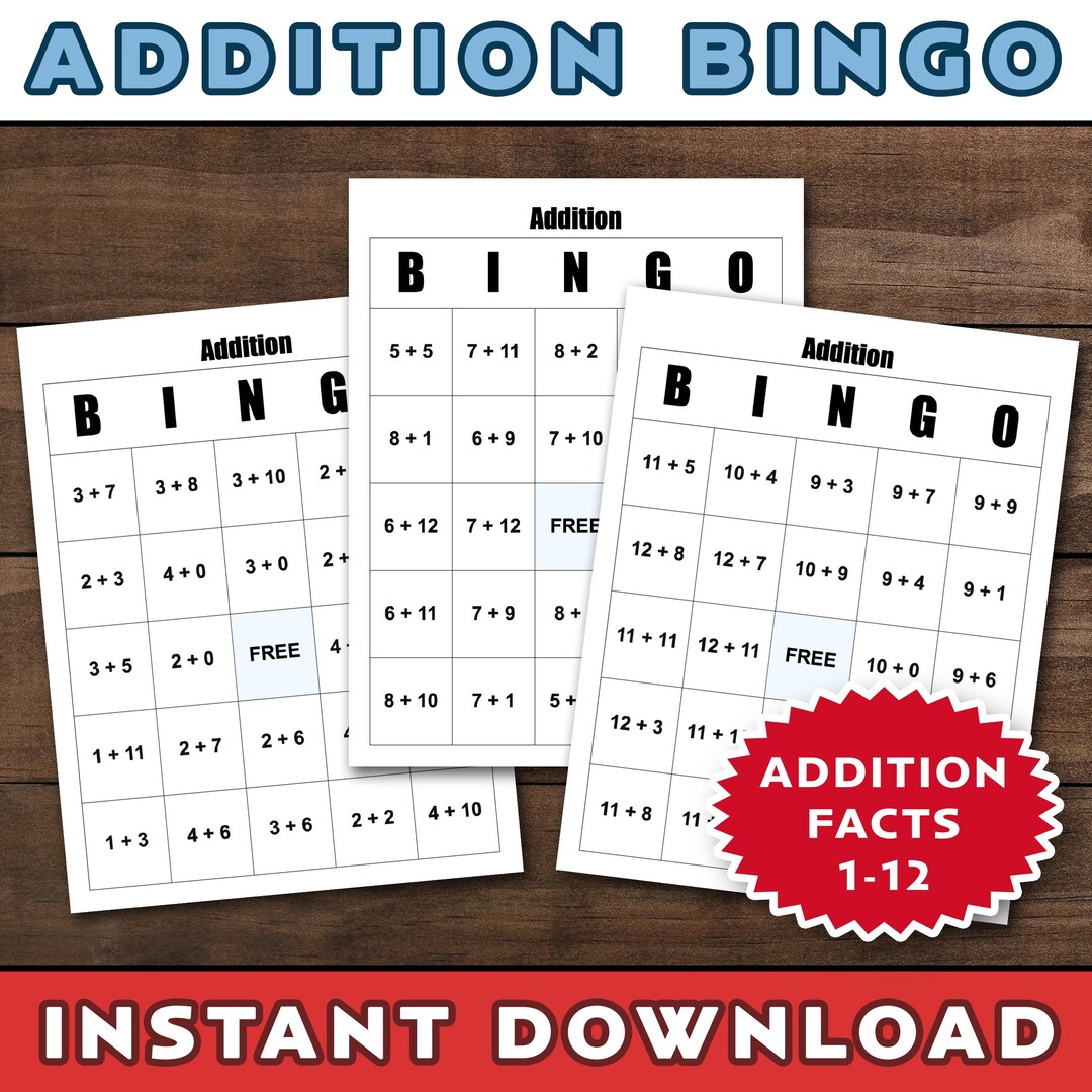 Bingo Game Addition for Teachers and Homeschool Parents Math Bingo Game ...