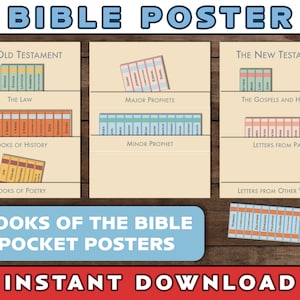 Books of the Bible Posters | New Testament | Old Testament | Printable Wall Art for Bible Class and Sunday School | Boho | Pocket Posters