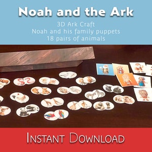 Noah&#39;s Ark 3D Craft: Bible Story Puppets & Animals (Printable PDF)