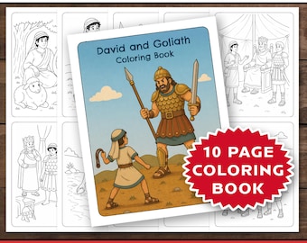 Kolorowanka Dawid i Goliat – 10-stronicowa kolorowanka biblijna (plik PDF do pobrania w wersji cyfrowej)