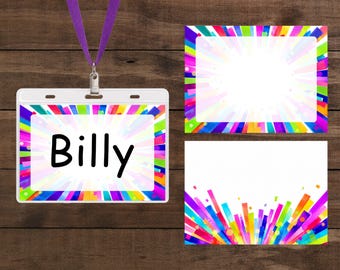 VBS Name Tag Templates Bright Colorful Pairs Great Illumination Station Colorful Rainbow Name Tag Design Works with Avery 74549 Avery 74459