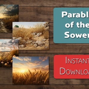 Parable of the Sower Posters | Sunday School Bible Class Illustrations for Bulletin Boards | Parables of Jesus | Gospel of Jesus