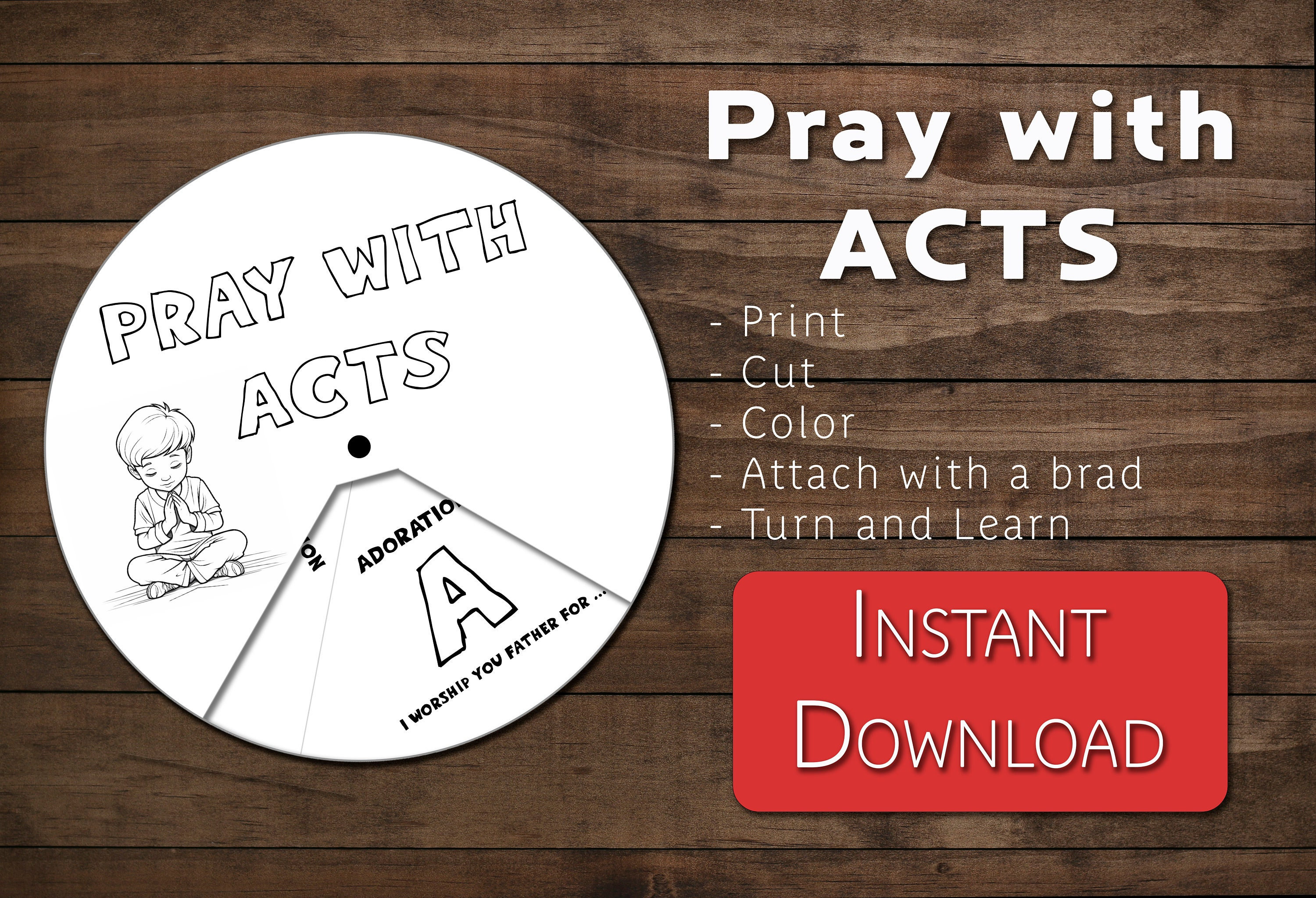 Prayer Coloring Wheel | Pray With ACTS | Sunday School Bible Class ...