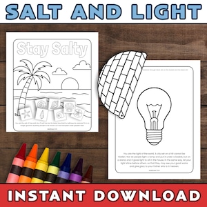 You are the Light of the World Craft You are the Salt of the Earth Bible Class Worksheet  Sunday School Teachings of Jesus Matthew 5:14-16