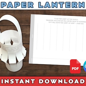 Jesus Light of the World Paper Lantern Craft John 8:12 Bible Class Activity for Kids Printable Lamp I am Statement of Jesus is the Light
