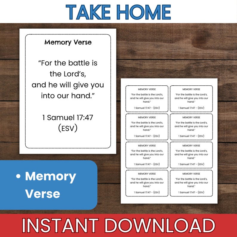 David & Goliath Memory Verse Cards