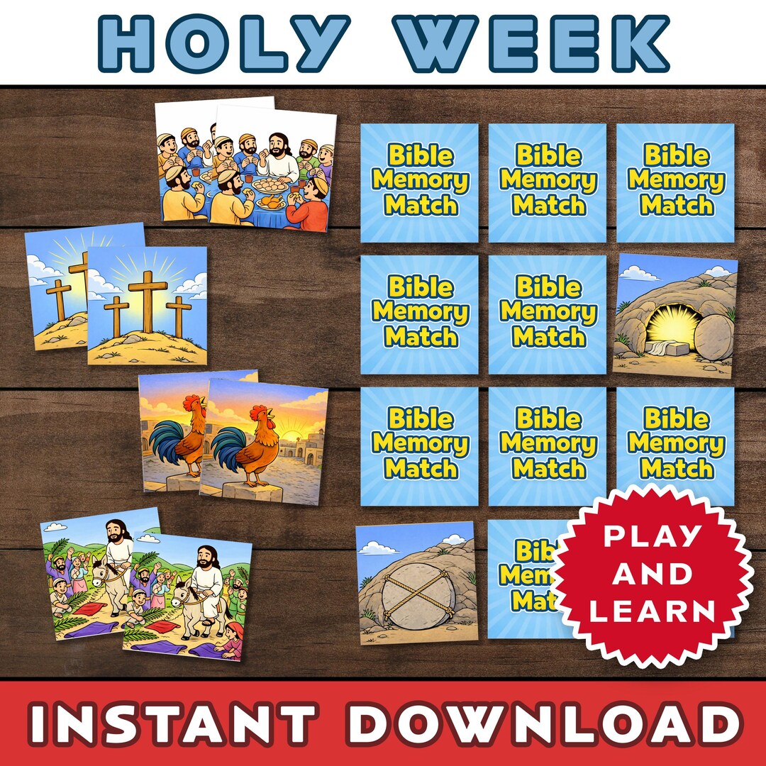 Holy Week Bible Memory Match Game: Easter Activity (digital Download ...