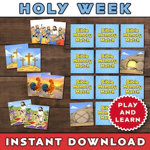 Holy Week Bible Memory Match Game: Easter Activity (Digital Download)