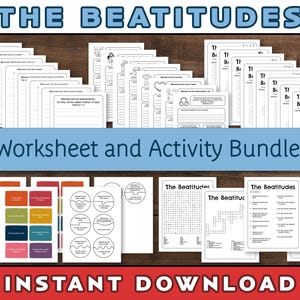 Beatitudes Worksheet & Activity Bundle  | Bible Crossword | Bible Word Search | Bible Study | New Testament Matthew 5 | Teaching&#39;s of Jesus
