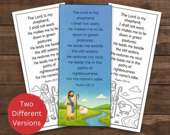 Psalm 23 Bookmarks Craft Lord is My Shepherd Bookmark Idea for Teaching Psalm 23 Children Bible Story Lesson Gift for Sunday School Ps 23