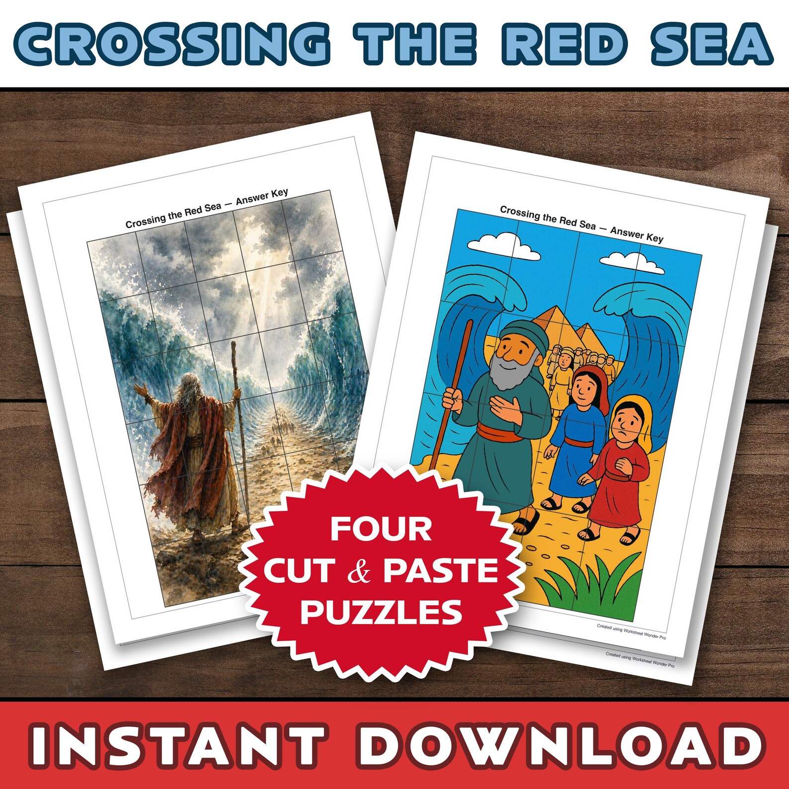 Moses Red Sea Crossing Cut & Paste Puzzles: Four Bible Story Crafts ...