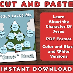 Jesus Loves Me &quot;Snow&quot; Much Craft | Bible Class Lesson | Sunday School Craft | Character of Jesus | Winter Preschool Craft | Cut and Paste