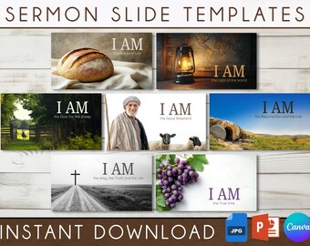 Jesus "I AM"-preekdia's: canva, PowerPoint, JPG (digitale download)