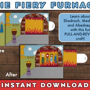 Shadrach, Meshach and Abednego and The Fiery Furnace  | Cut and Glue Craft | Sunday School | Bible Lesson | Daniel 3 | Pull-and-Reveal