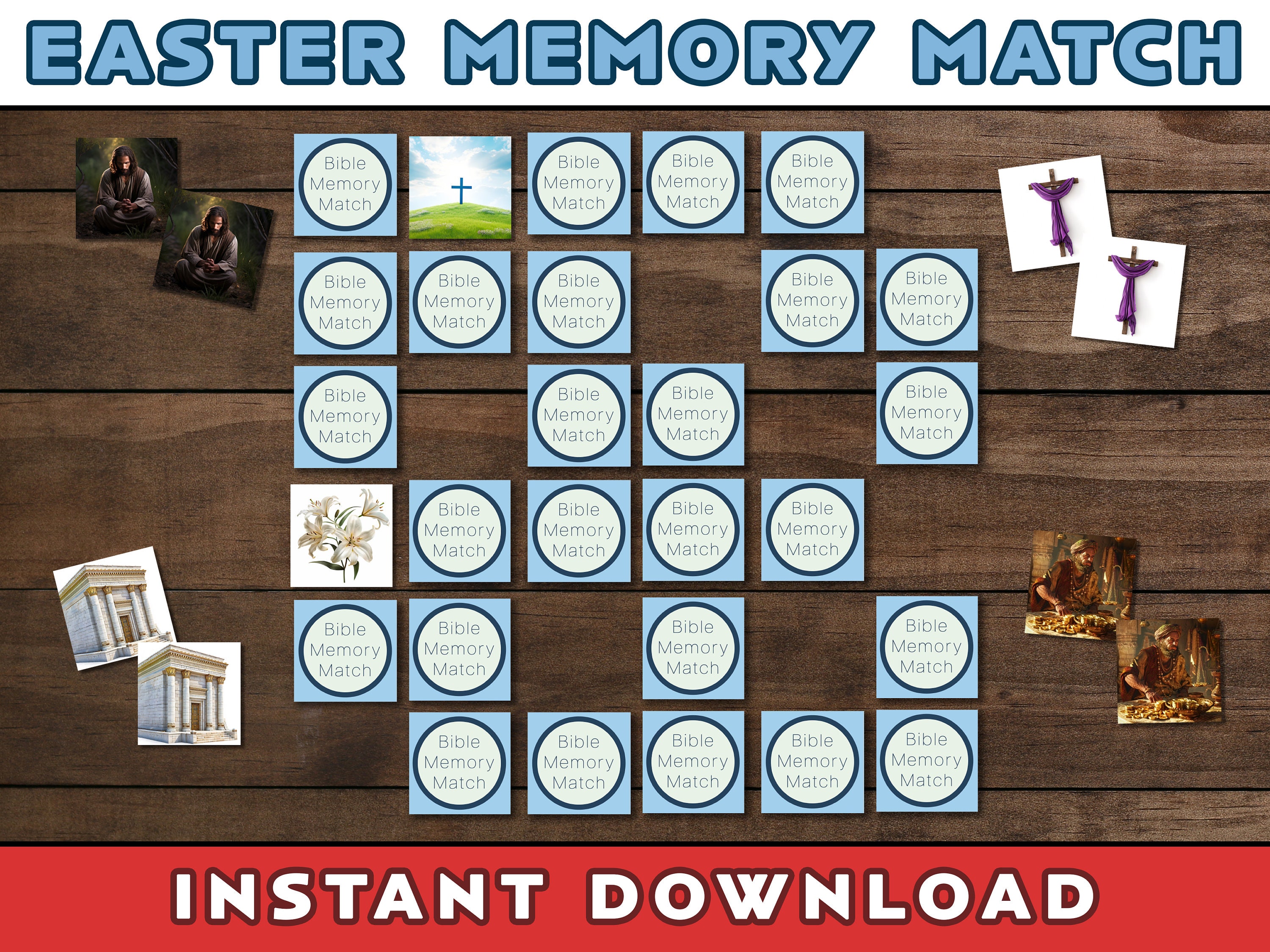Bible Memory Match Easter Holy Week the Passion Death Burial and ...