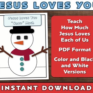 Jesus Loves You &quot;Snow&quot; Much | Build a Snowman Craft | Bible Class Lesson | Sunday School Craft | Winter Preschool Craft | Cut and Paste