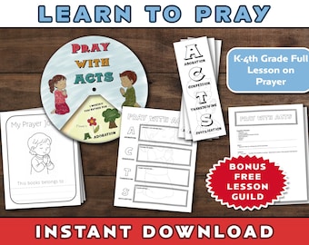 Learn to Pray Activity Bundle Prayer Bible Lesson for Kids Sunday School Christian Homeschool Printable PDF Activities with Prayer Journal
