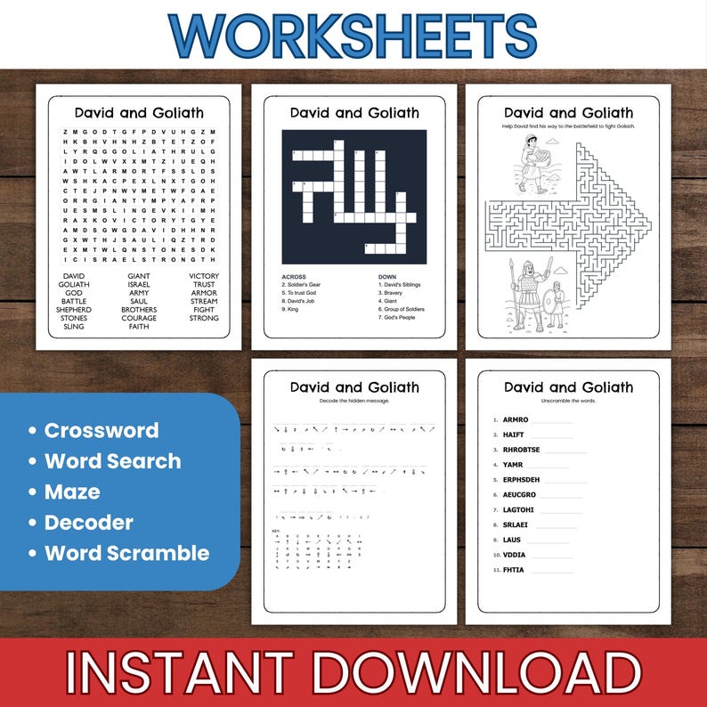 David & Goliath Worksheets