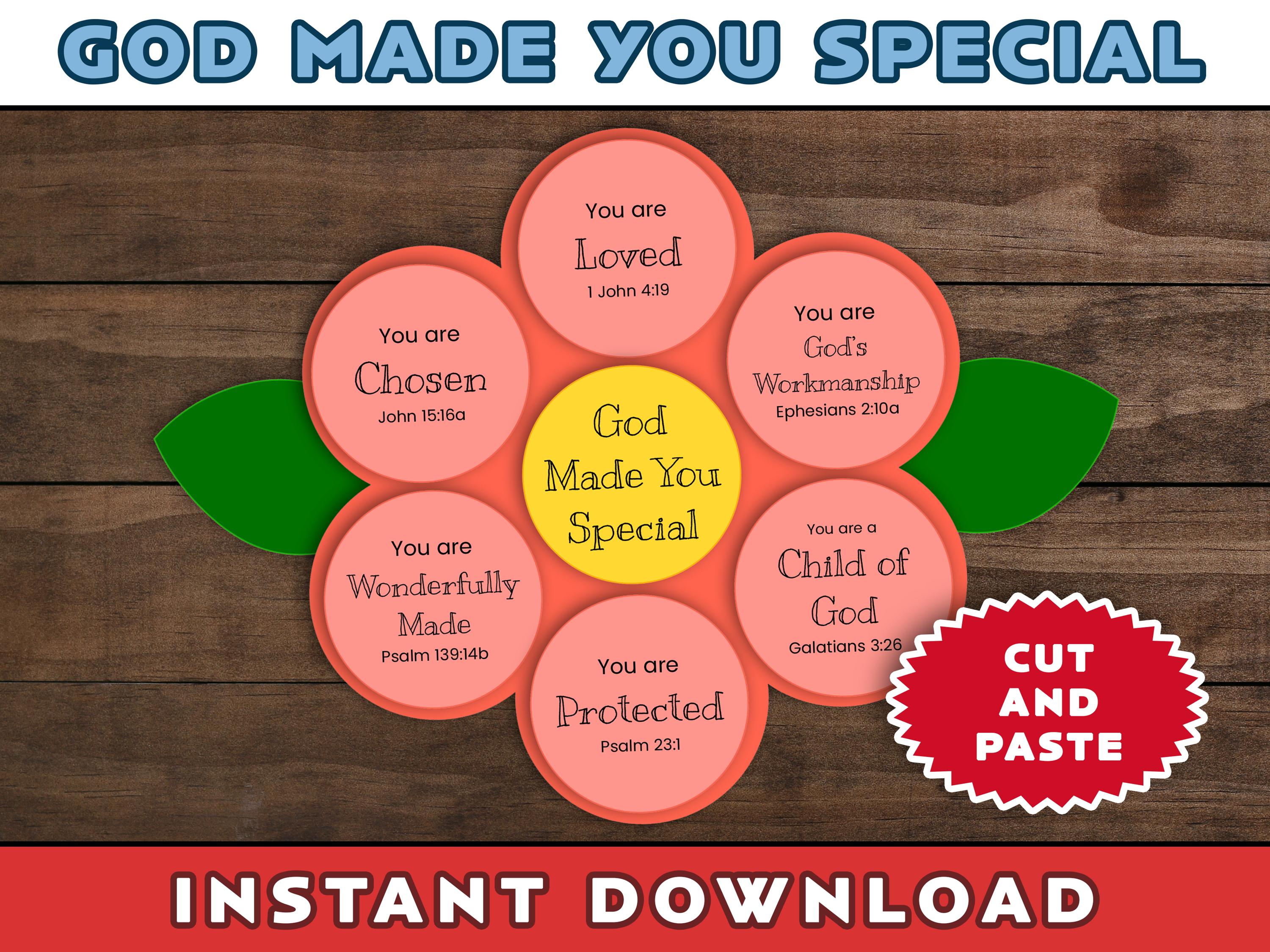 God Made You Special Flower Craft: Bible Class Activity (digital ...