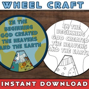 Days of Creation Malrad Handwerk: Genesis Bibellektion (Instant Download)