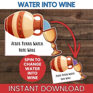 Water in wijn Knutselen Wonderen van Jezus verandert water in wijn Activiteit John 4 PreK Preschool Elementary Teaching Aid Bible Story VBS Craft