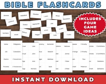 Books of the Bible Flashcards: Bible Class & Homeschool Game (PDF Download