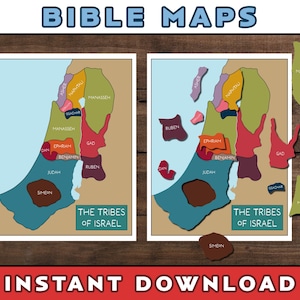 Bibel Landkarte | Bibel Kartenpuzzle | Stämme Israels Landkarte und Puzzle | Druckbares Puzzle | Sonntagsschule Handwerk | Bibel-Klasse Handwerk