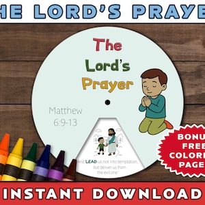 Lord&#39;s Prayer Color Wheel: Bible Craft Activity (Digital Download)
