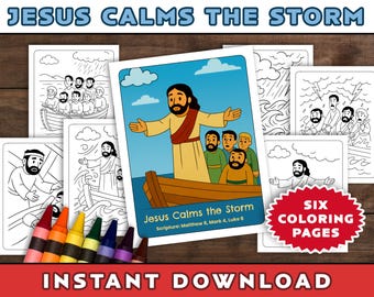 Jesus Calms the Storm Coloring Book: Sunday School Bible Story (Digital Download)