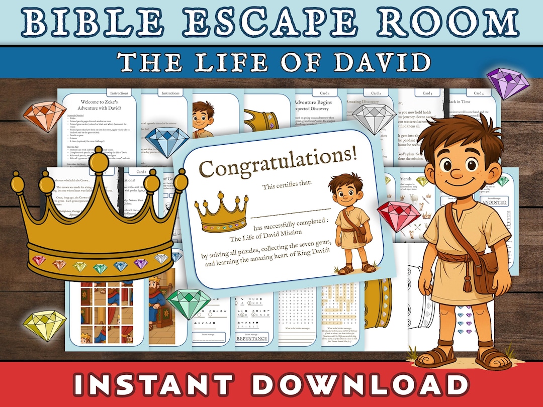 Life of David Escape Room Bible Lesson for Kids Sunday School Game ...