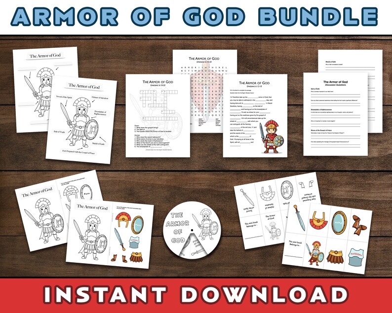 Bundle Armor of God Activities for Non readers and Readers Combined Age Bundle Armor of God Activities for Non readers and Readers Combined Age