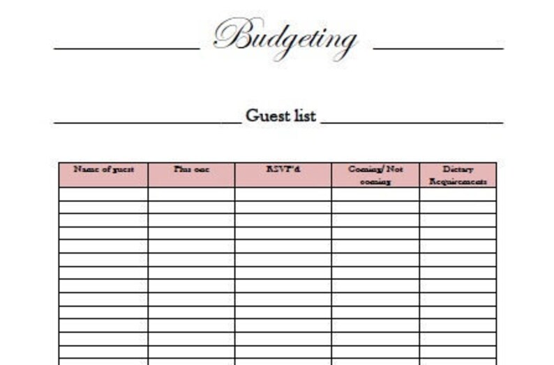 Printable Wedding Budget Planner Printable Wedding Planner - Etsy