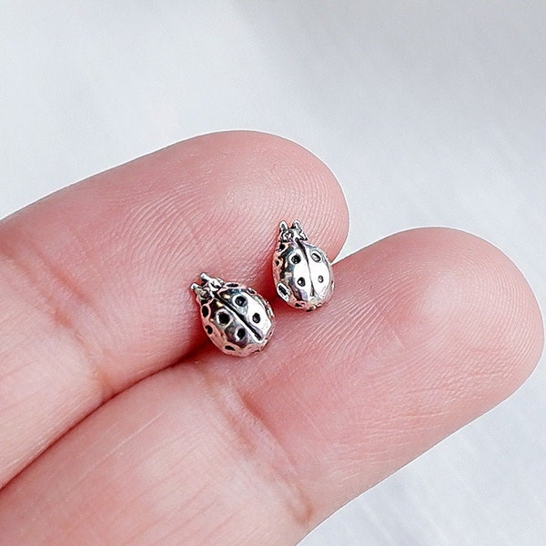 Ladybug studs - 925 Sterling Silver - Cute ladybug earrings - Dainty stud earrings - Tiny insect earrings - Cute studs - Ladybird earrings