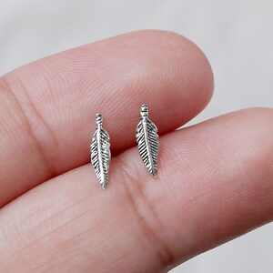 925 Sterling Silver Feather Earrings, Stud Earrings Boho Feather Silver Earrings Stud Silver Feather Studs Silver Jewelry Silver Studs
