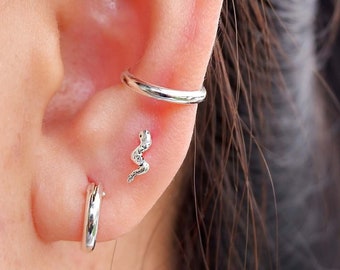 925 Sterling Tiny Snake Stud Earrings, Snake Earrings, silver snake serpent earrings, snake jewelry, stacking earrings, minimalist earrings