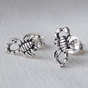 925 Sterling Silver Stud Earrings, Scorpion Studs, Scorpion Ear Post Jewelry, Gothic Animal Stud Earrings, Wiccan Goth Earrings, Cartilage