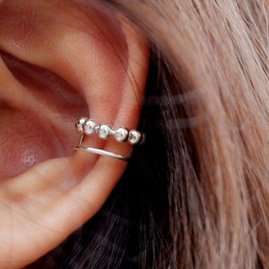 925 Sterling Silver Ear Cuff Wrap, Shiny Silver Ear Cuffs Jewelry, Double Ear Cuffs,Clip On Cuff Earrings, Minimal Non piercing cuff earring
