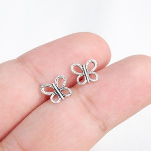 925 Sterling Silver Stud Earrings, Tiny Butterfly Studs, Butterfly Ear Post Jewelry, Animal Stud Earrings, Insect Helix Cartilage Tragus