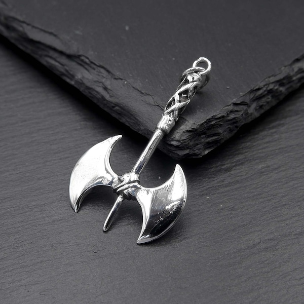 Labrys Double Bitted Axe Charm Necklace, 925 Sterling Silver Minoan Axe Pendant - Ancient Greek Double Head Axe - Pride Lesbian LGBT Symbol
