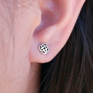 925 Sterling Silver Tiny Silver Celtic Stud Earrings Small Simple Geometric Minimal Boho Jewelry Tragus Cartilage Helix Multiple Piercings