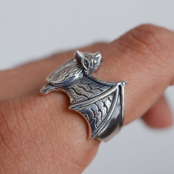 Fledermaus-Ring aus 925er Sterlingsilber – Vampir-Ring, Gothic-Rock-Biker-Ring