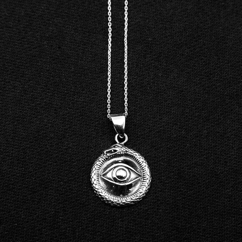 925 Sterling Silver All Seeing Eye Medallion Serpent Etsy