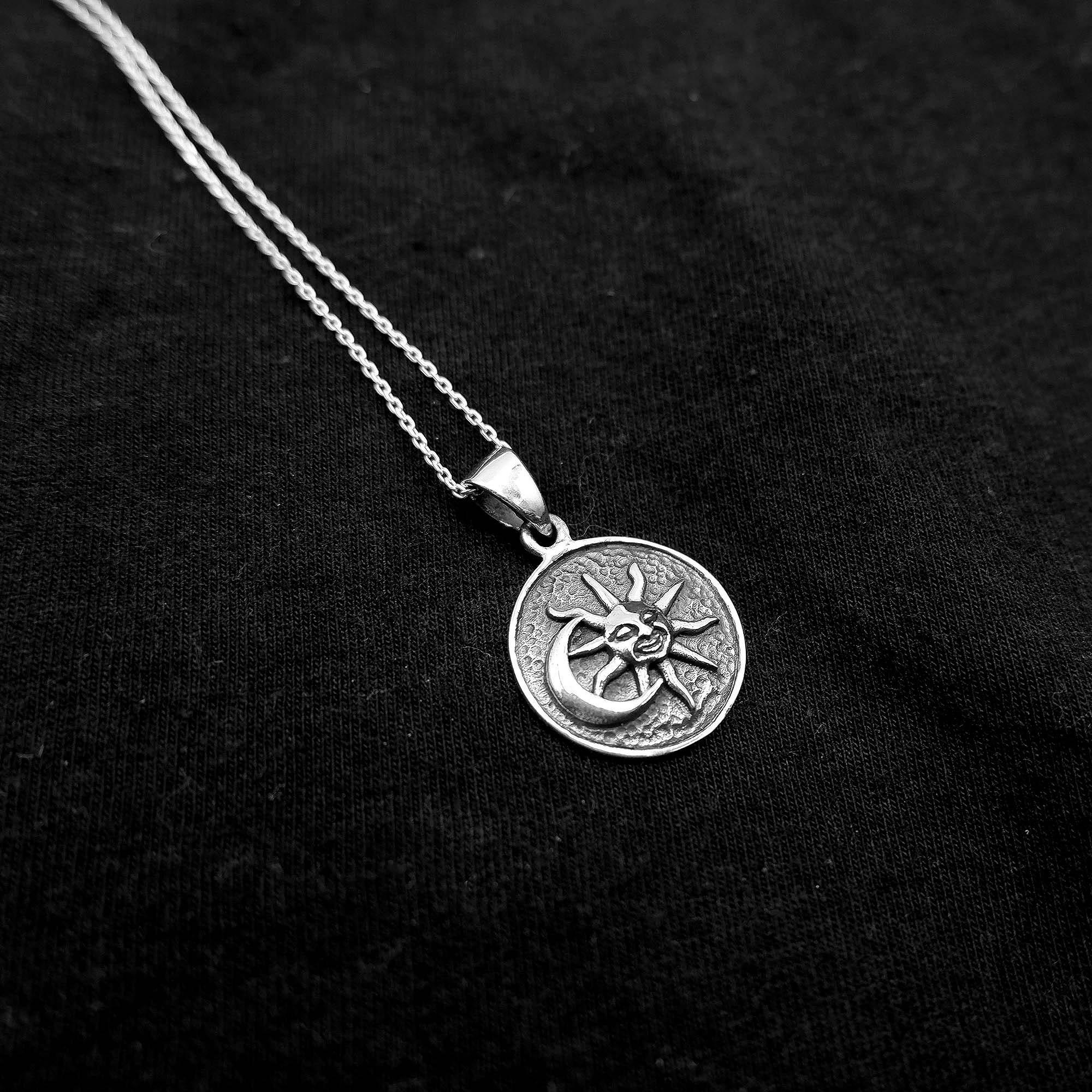 Sun Moon Celestial Charm .925 Sterling Silver Pendant